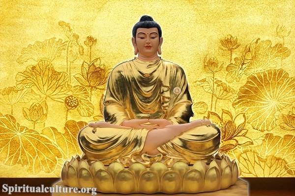 Why does the Buddha sit on a lotus throne?